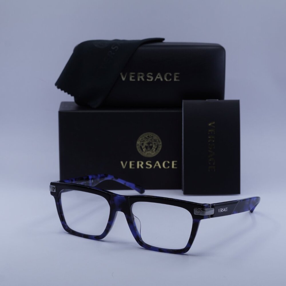 Versace VE3354F 5460 Rectangle Eyeglasses 55mm – Top Black/Havana Blue